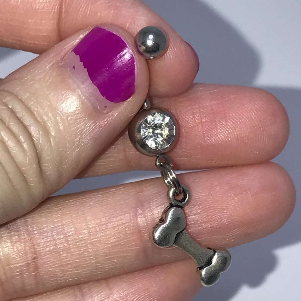 Dog Bone Dangle Belly Ring